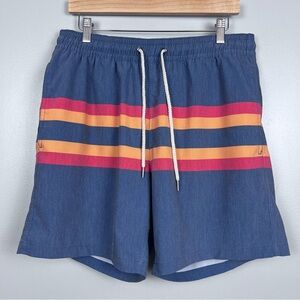 Fair Harbor Men's Striped LIned Drawstring Swim Trunks Size XL; Beach, Cruise